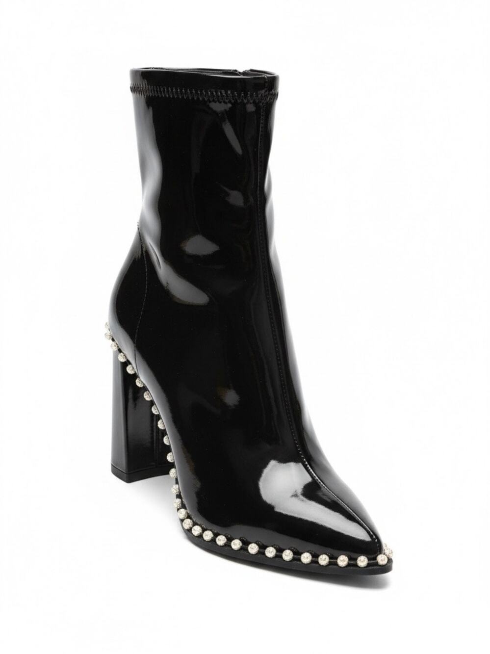 Steve Madden Women Black Shiny Patent Leather Ankle Boots Size 6.5 - NWT